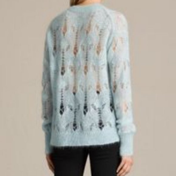 Allsaints Kisa Cropped Sweater Pastel Blue L - Picture 3 of 5